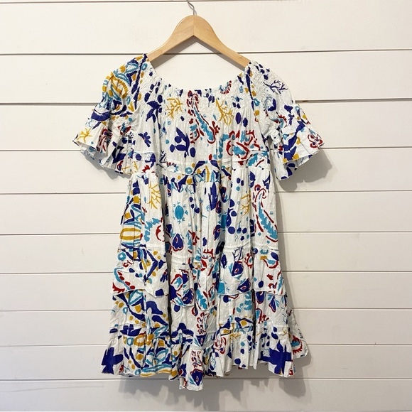 NWTs Vintage Ibiza | Bobbin Block Print Tiered 100% Cotton Babydoll Dress M/L - Picture 2 of 9